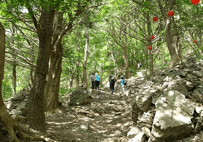 백암산 등산객이 등산하는 모습