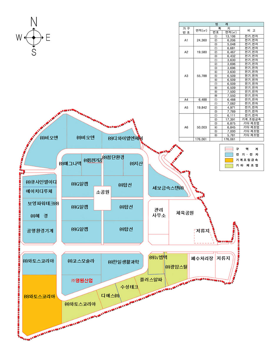 동화전자 종합농공단지 배치도