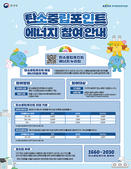 환경부 / KEITI 한국환경산업기술원 탄소중립포인트 에너지 참여안내