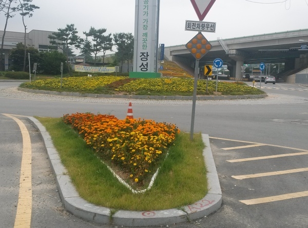 장성읍 방구다리 회전교차로 꽃동산 조성 이미지 3