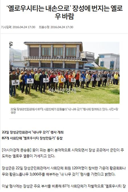 ‘옐로우시티는 내손으로!!’ 장성에 번지는 옐로우 바람 이미지 1