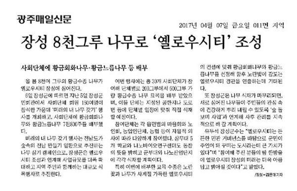 장성 8천그루 나무로 '옐로우시티' 조성 이미지 1