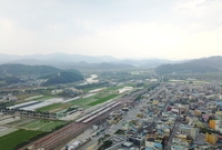 드론으로 찍은 장성